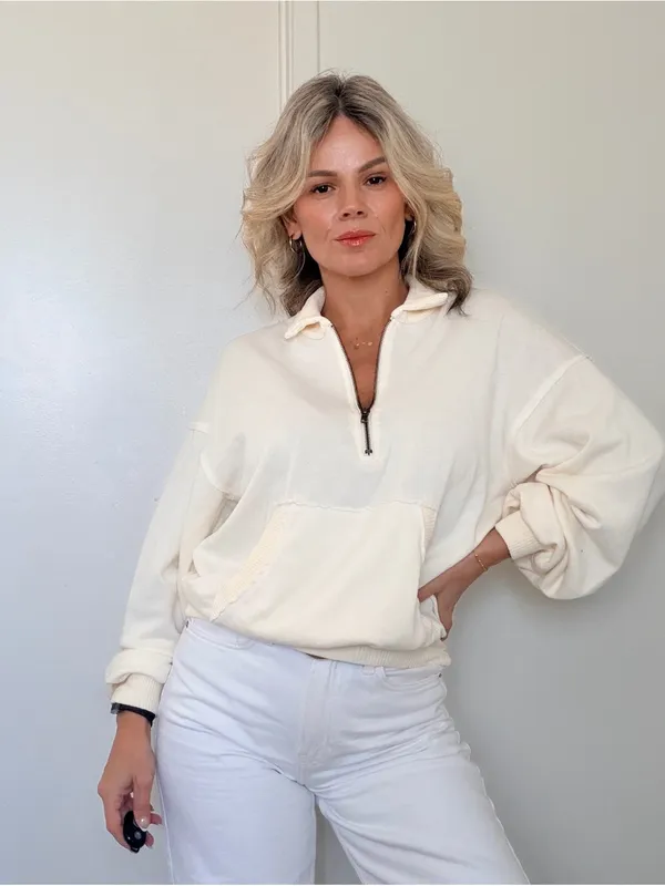 New Project Social T Cream Half-Zip Pullover - Image 2
