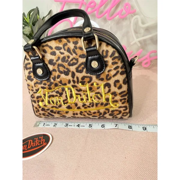 Von Dutch Women's Leopard Pony Hair Bowling Bag Satchel Handbag sale $169 MSRP - Image 5