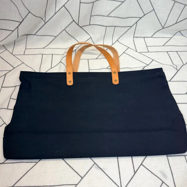 Robert Graham Tote Bag‎ Large Black Canvas Leather Trim Travel Carry Minimalist - Image 3