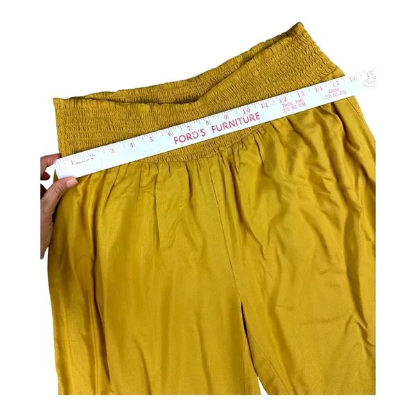 Miss Universe 06 Zuleyka Rivera Mustard Yellow Wide Leg Smocked Waist Pants Lrge - Image 4