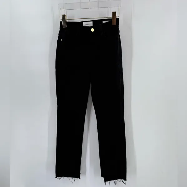 FRAME Le High Straight High Waist Staggered Hem‎ Jeans size 25 - Image 4