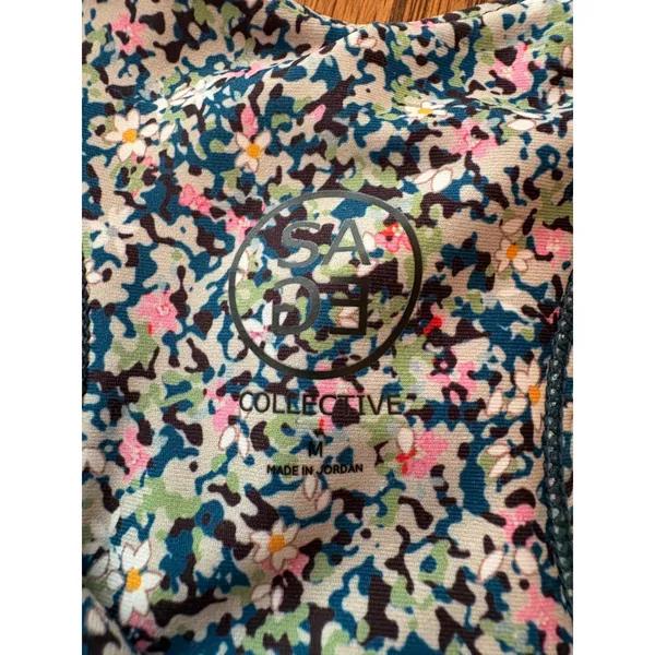 Sage Collective Activewear Set Women S/M Floral Sports Bra Biker Shorts Blue - Image 8