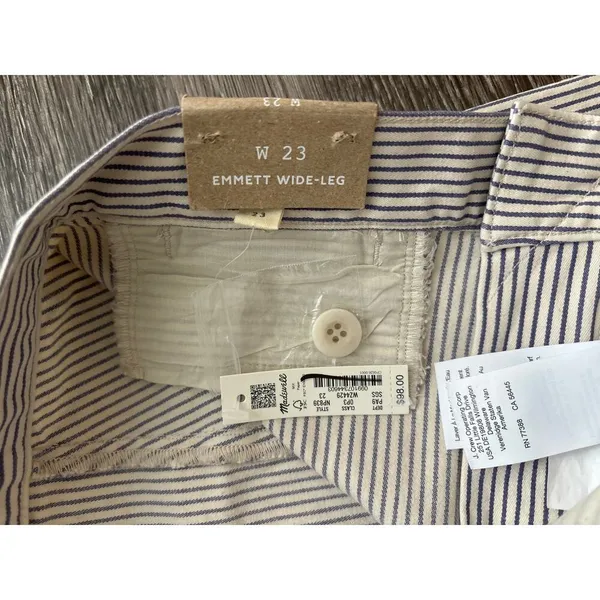 NWT Madewell The Emmett Wide-Leg Crop Pant: In Smokey Grape Stripe Size 23 - Image 7