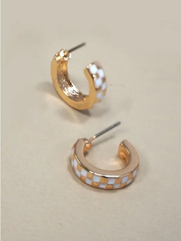 NEW Gold-Tone Hoop Earrings with White Enamel Inlay - Image 3