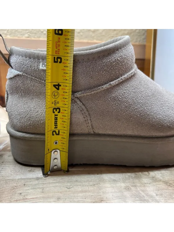 Bearpaw Shalini Low Suede Ankle Boots Wool Blend Lining Size 10 Beige - Image 11