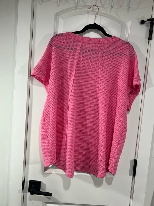 Andree By unit waffle knit top in Pink - Image 5