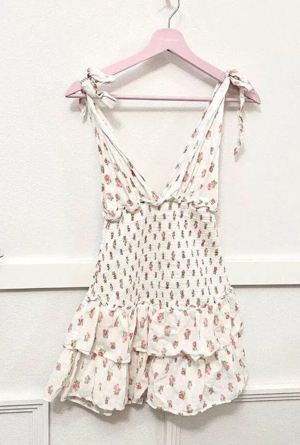 LoveShackFancy Rosie Floral Dress Cerise Pink Size S - Image 2
