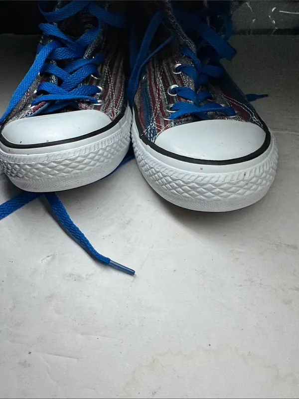 Converse Chuck Taylor Hi Vision Blue Sneakers unisex striped high tops M8 W10 - Image 4