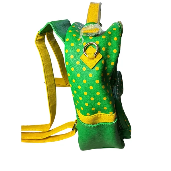 Score‎ The Official Game Day Bag Green Yellow Polka Dot Backpack NWT - Image 3