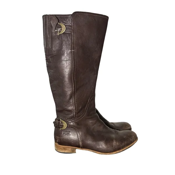 UGG Australia Amberlee Espresso Leather Equestrian Style Boots, Size 9.5 - Image 2