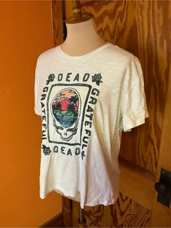 Grateful Dead Lucky Brand Embroidered Steal Your Face T Shirt Medium Cotton - Image 9
