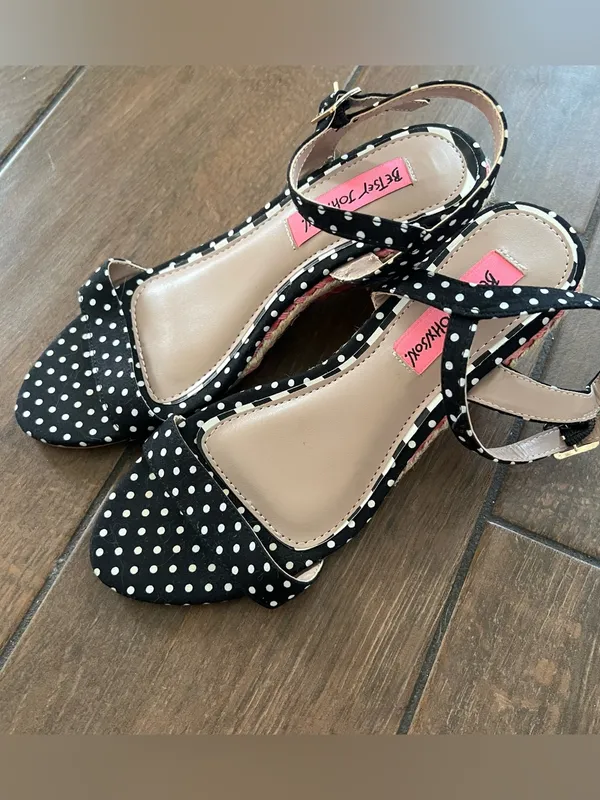 Betsey Johnson Polka Dot Rainbow Espadrille Wedge Open Toe Sandal size 6 - Image 3