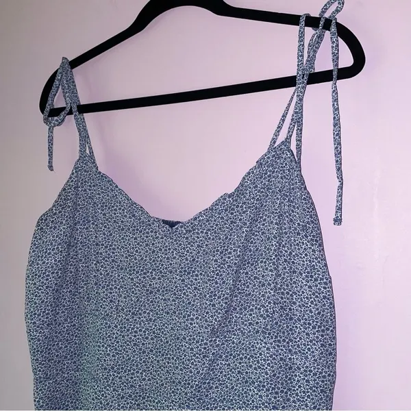 Abercrombie & Fitch Size XL Mini Dress Blue Ditsy Floral Ruffle Babydoll Boho - Image 2