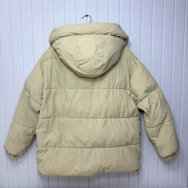 Zara Light Beige Puffer‎ Jacket Full Zip Water Repellent Oversize Size M - Image 5