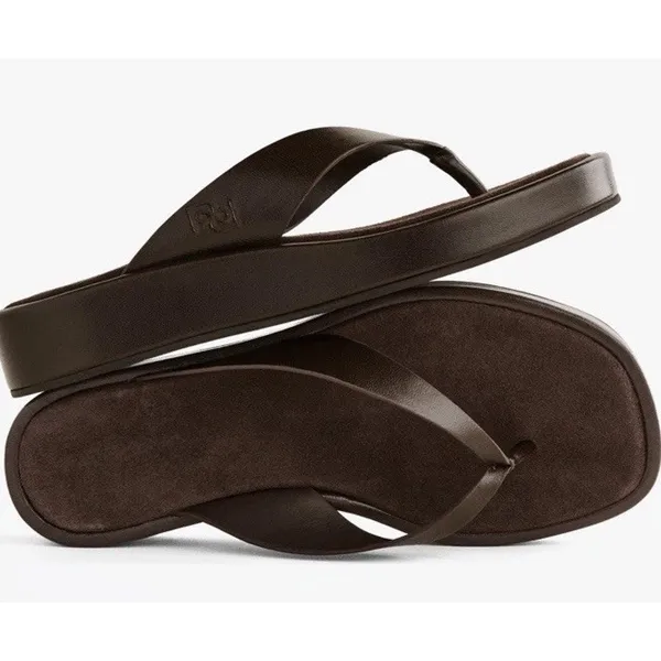 Reformation Eden Platform Flip Flop Espresso Brown Leather Suede Sz 9 NEW $228 - Image 3