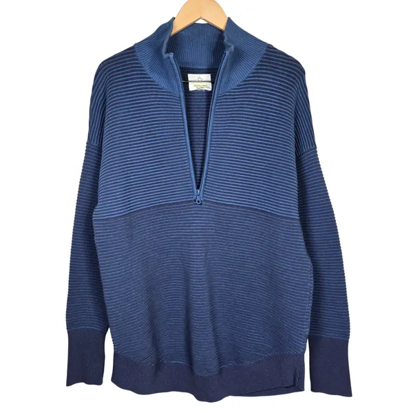 OFFLINE by Aerie Home Stretch Ribbed Sweater Quarter Zip Blue Pullover Sweater L - Image 3