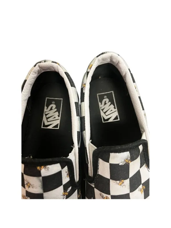 VANS Classic Slip On Sneakers Unisex 8 Black White Bee Check Skate - Image 5