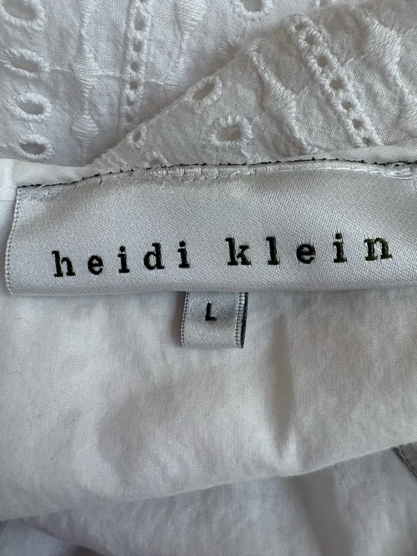Heidi Klein White Eyelet Cotton Dress with Tie Waist, Size Large - Image 5