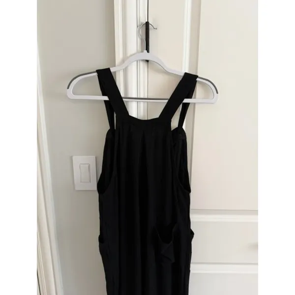 Natural Life NWT Black Tie Strap Linen Blend Wide Leg Jumpsuit Overalls Small - Image 9