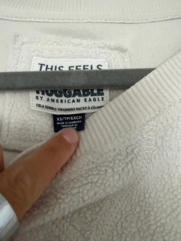 American Eagle Cream/White Oversized Cozy Pullover Sweater - Image 2