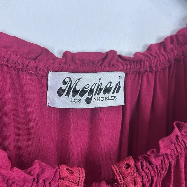 Meghan LA burgundy crochet floral blouse size medium - Image 2
