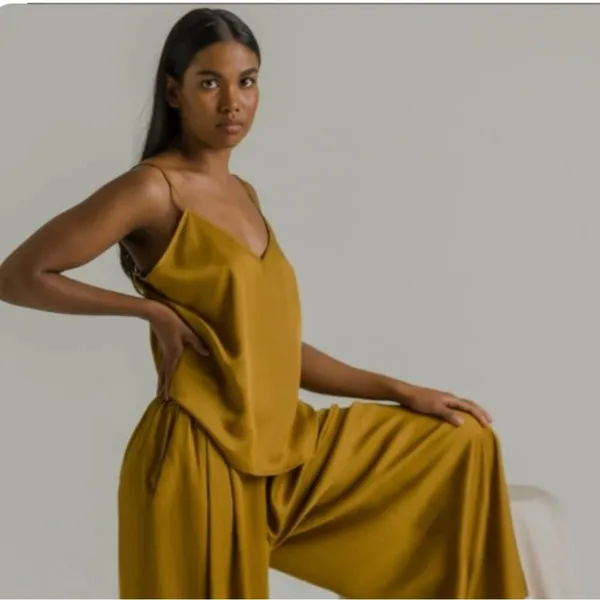 Ettitude Sateen Cami Chamomile Brown Organic Bamboo Layering Lounge Size‎ M NEW - Image 2