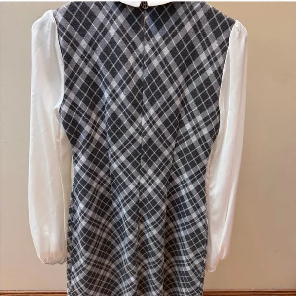 ⭐️Tommy Hilfiger Gray Plaid Dress with White Collar - Image 3