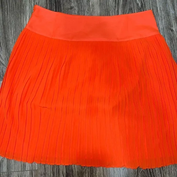 Loft Ann Taylor Orange Pleated Skirt - Image 2