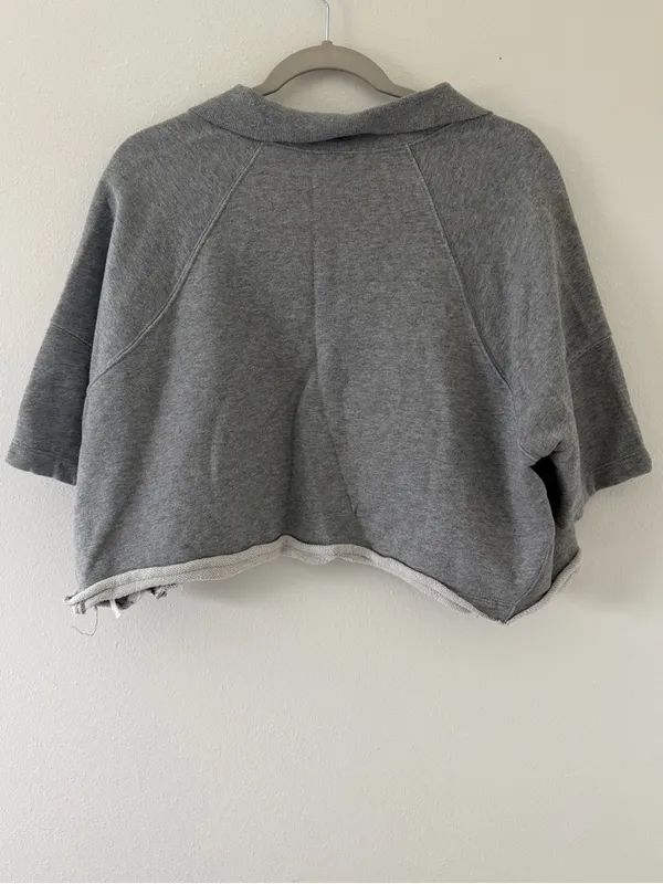 Free People Movement Oversized Gray 1/2 zip Short Sleeve 100% cotton size small - Image 4