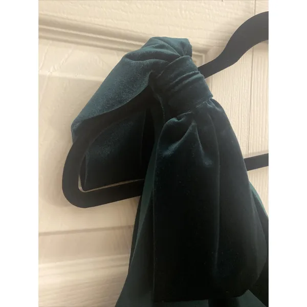 Lauren Ralph Lauren‎ One Shoulder Velvet Bow Dress Womens Size 16 Green Cocktail - Image 3