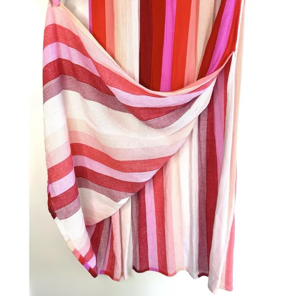 Billabong Wanna Be Around Maxi Dress XS Red Pink High Slit‎ NWT Beach Cover Up - Image 6
