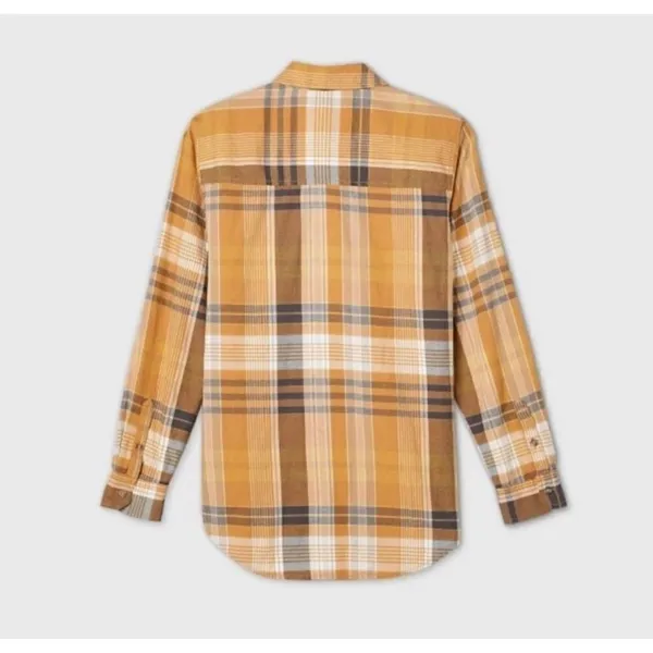NWT Womens Universal Thread Plaid Yellow Autumn Long Sleeve Shirt - Sz XS - Image 2