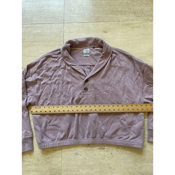 Prana Cropped Pullover Sweater‎ Taupe Long Sleeve Casual Lounge Top XL - Image 3