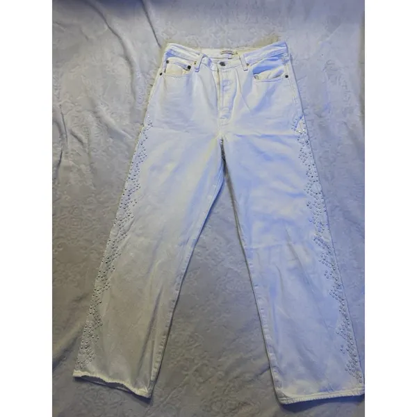 Levi's PremiumJeans Women's White RibCage Straight Jeans Size 31 - Image 4