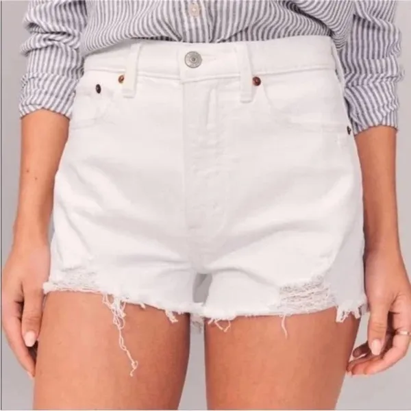 Abercrombie & Fitch Women’s The Cutoff Short Size 27/4 High Rise White Distress - Image 5