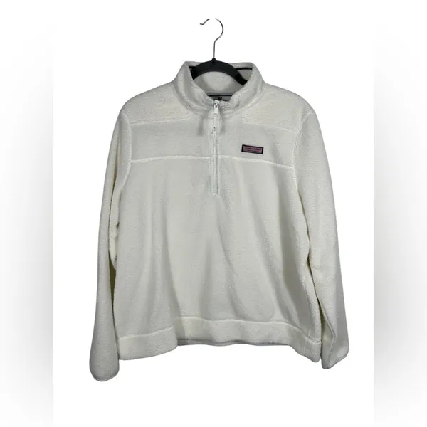 Vineyard Vines Sherpa Fleece Shep Shirt Ivory‎ Quarter Zip XL - Image 2