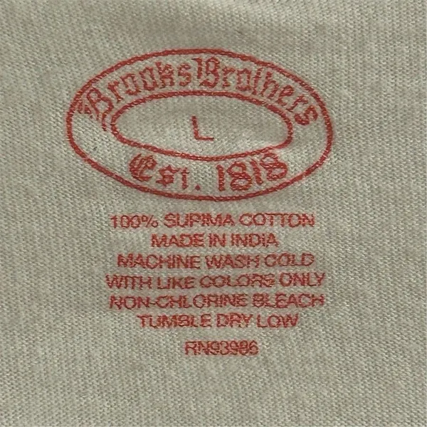Brooks Brothers Men's White Crew Neck T-Shirt Size‎ L Solid Casual - Image 4