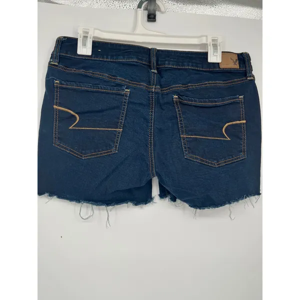 American Eagle Outfitters Super Stretch Raw Hem Shorts Women 12 Dark Wash - Image 3