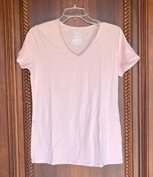 Pink Pastel Blush Vneck Short Sleeve - Image 2