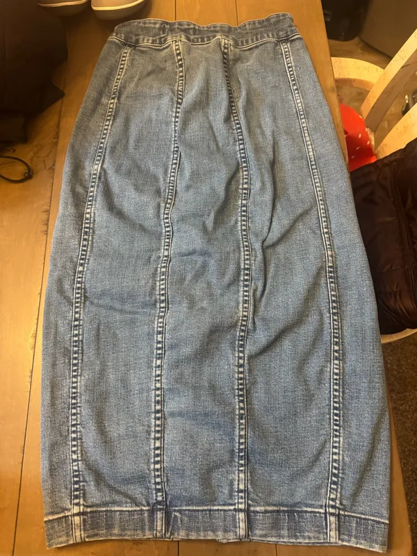 Madewell Size 0 Denim Button Front Midi Skirt Jean Skirt - Image 3