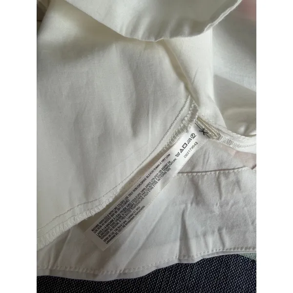 Free-est Free People Cream Cotton Mini Skirt Medium Elastic Waist Pockets - Image 9