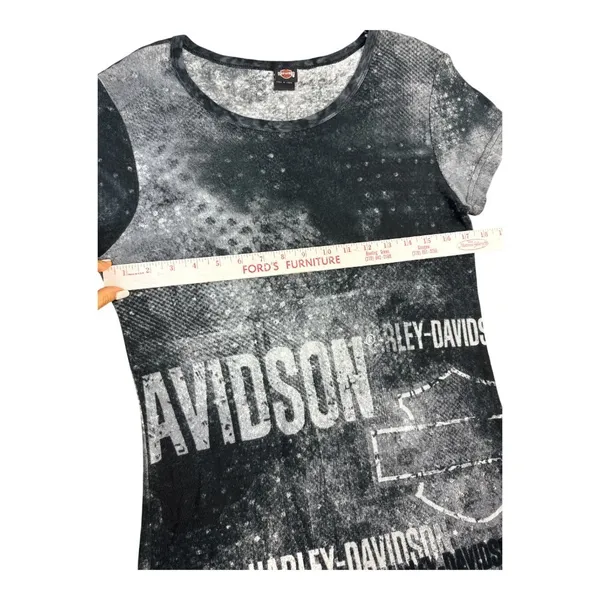 Harley Davidson Women's Graphic Shield T-Shirt Tunic Size‎ M Biker Cotton Casual - Image 4