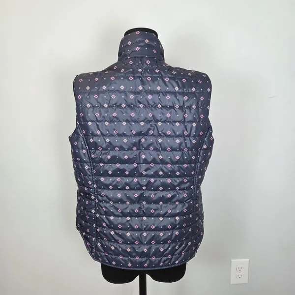 Ariat Puffer Vest Women’s Size Small Blue Floral Silver Reversible Zip Up - Image 5