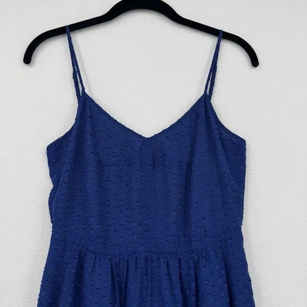 J.Crew Swiss Dot Maxi Dress Blue Spaghetti Strap Flowy Vacation Summer Size 2 - Image 3