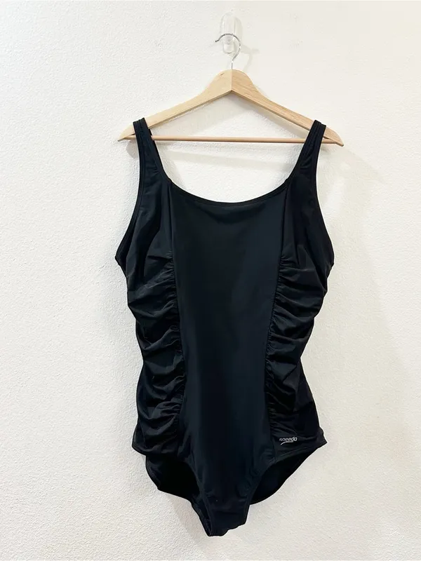 Speedo Womens Side‎ Shirred Endurance One Piece Swimsuit Black Size XXL - Image 2