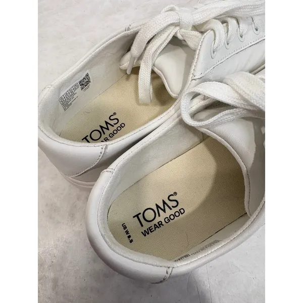 TOMS Fenix Low White Leather Lace Up Sneakers Womens 8.5 - Image 8
