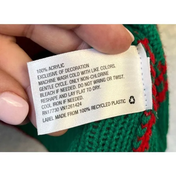 Ugly Christmas Sweater Dress Gingerbread Candycane Fair Isle Red Green size M - Image 4