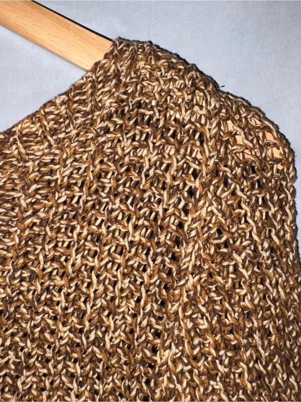 Lauren Ralph Lauren Sweater Medium Brown Cotton Knit Sweater Pullover Preppy - Image 3
