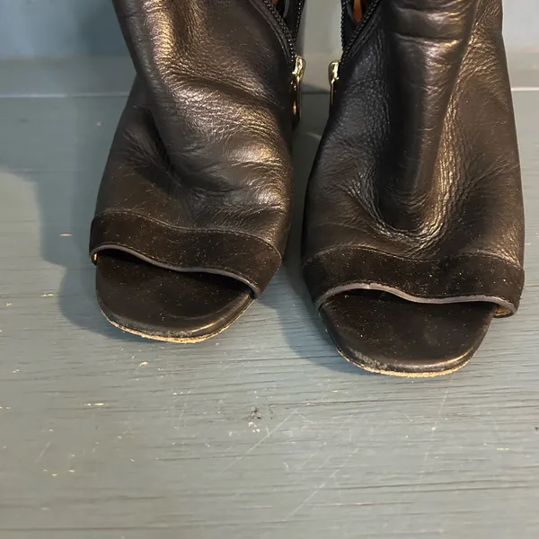 Coach Black Leather Open-Toe Ankle Boots | Size 7 - Image 8