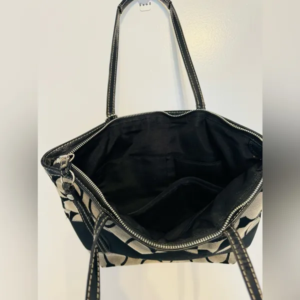 Classic COACH Logo vintage CANVAS & LEATHER TOTE BAG PURSE - Image 3